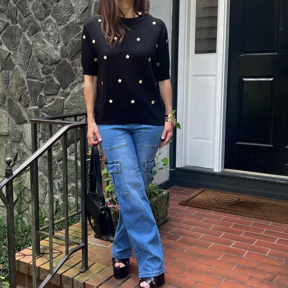 14 Chic From France Light Knit Star Sweater - Picture 1 of 4